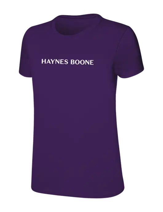 Womens Ring Spun Purple 4.5 oz T-Shirt w/Haynes & Boone Logo