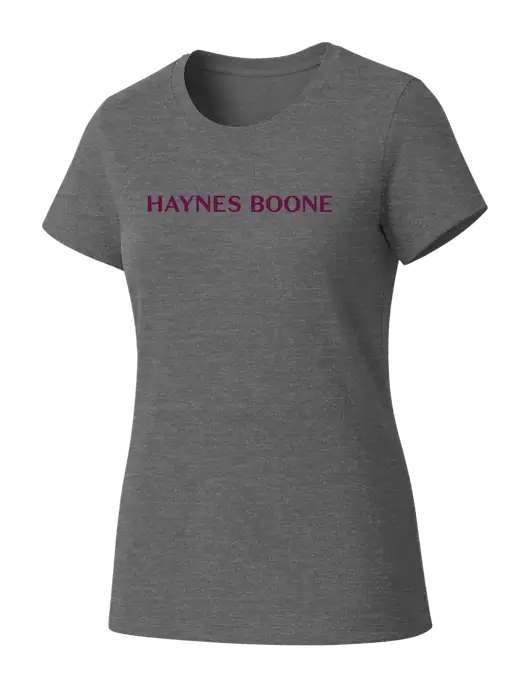 Womens Seriously Soft Grey Frost T-Shirt w/Haynes & Boone Logo