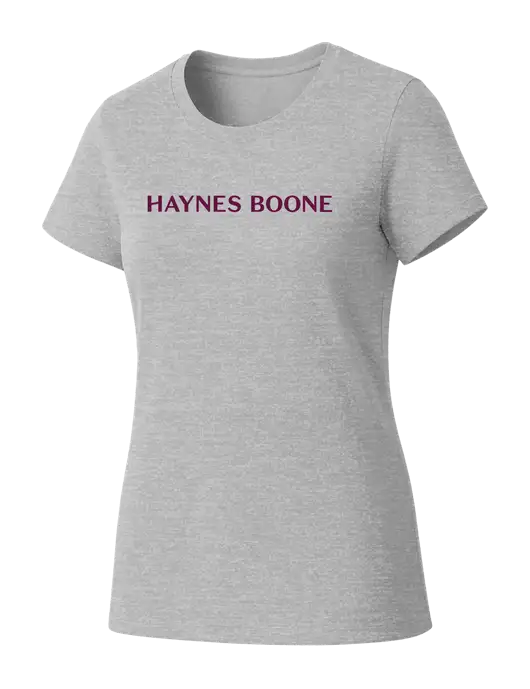 Womens Seriously Soft Light Heathered Grey T-Shirt w/Haynes & Boone Logo