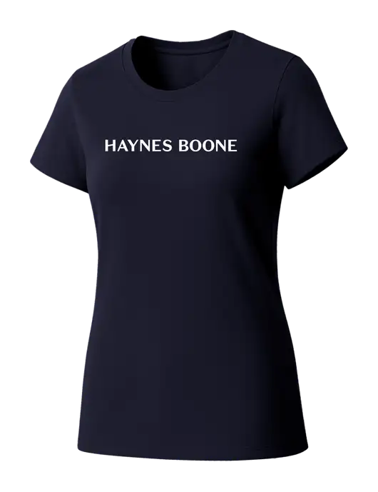 Womens Seriously Soft New Navy T-Shirt w/Haynes & Boone Logo