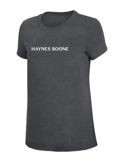 Womens Simply Soft Charcoal 4.5oz Poly/Combed Ring Spun Cotton T-Shirt w/Haynes & Boone Logo