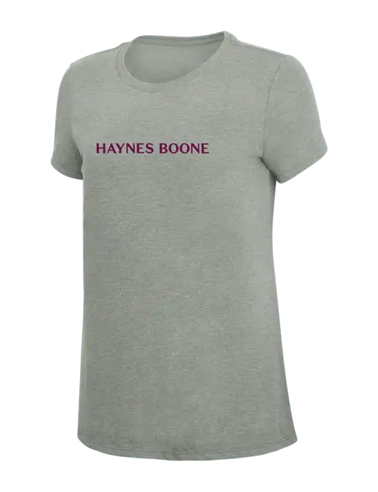 Womens Simply Soft Grey Frost 4.5oz  Poly/Combed Ring Spun Cotton T-Shirt w/Haynes & Boone Logo
