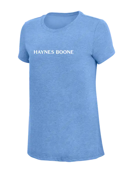 Womens Simply Soft Maritime Frost 4.5oz Poly/Combed Ring Spun Cotton T-Shirt
 w/Haynes & Boone Logo