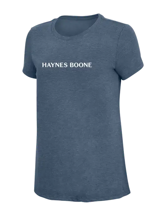 Womens Simply Soft Navy Frost 4.5oz  Poly/Combed Ring Spun Cotton T-Shirt w/Haynes & Boone Logo
