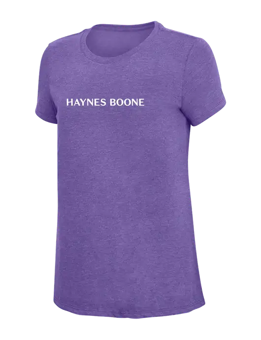 Womens Simply Soft Purple Frost 4.5oz  Poly/Combed Ring Spun Cotton T-Shirt w/Haynes & Boone Logo