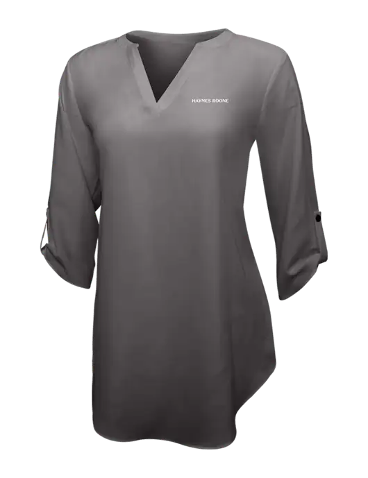 Dark Grey Womens 3/4 Sleeve Tunic Blouse w/Haynes & Boone Logo
