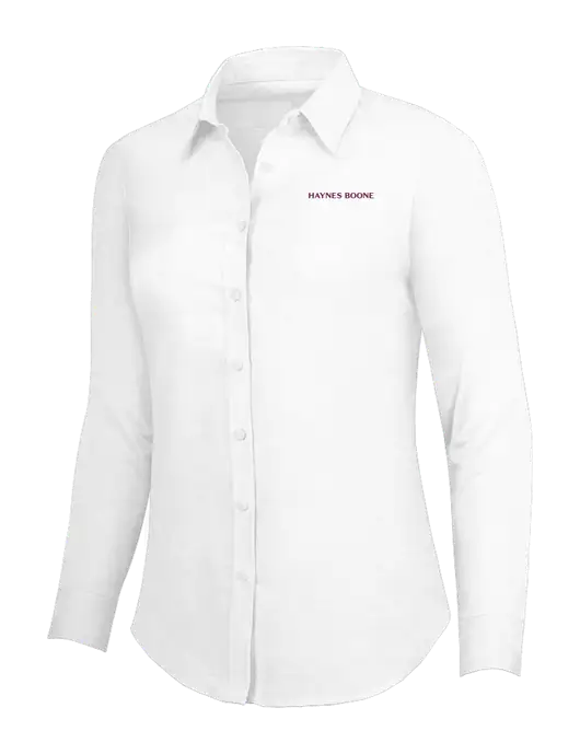 White Womens SuperPro Oxford Shirt w/Haynes & Boone Logo