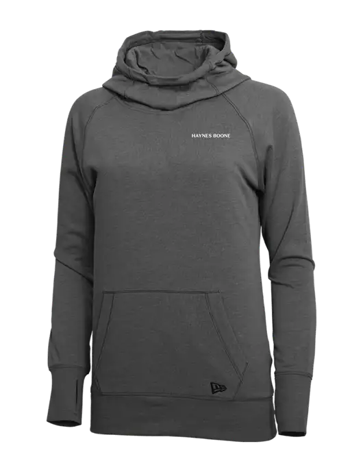 New Era Black Heather Womens Tri-Blend Fleece Pullover Hoodie w/Haynes & Boone Logo