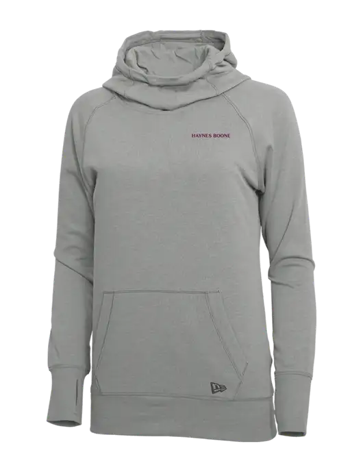 New Era Shadow Grey Heather Womens Tri-Blend Fleece Pullover Hoodie w/Haynes & Boone Logo
