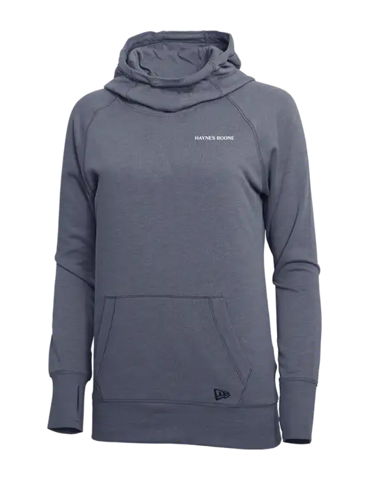 New Era True Navy Heather Womens Tri-Blend Fleece Pullover Hoodie w/Haynes & Boone Logo
