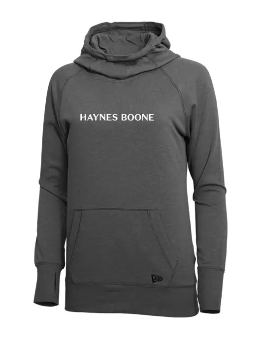 New Era Black Heather Womens Tri-Blend Fleece Pullover Hoodie w/Haynes & Boone Logo