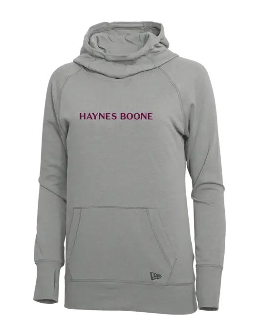 New Era Shadow Grey Heather Womens Tri-Blend Fleece Pullover Hoodie w/Haynes & Boone Logo
