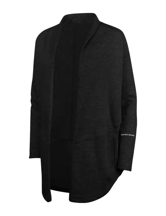 Deep Black/Charcoal Heather Womens Interlock Cardigan w/Haynes & Boone Logo