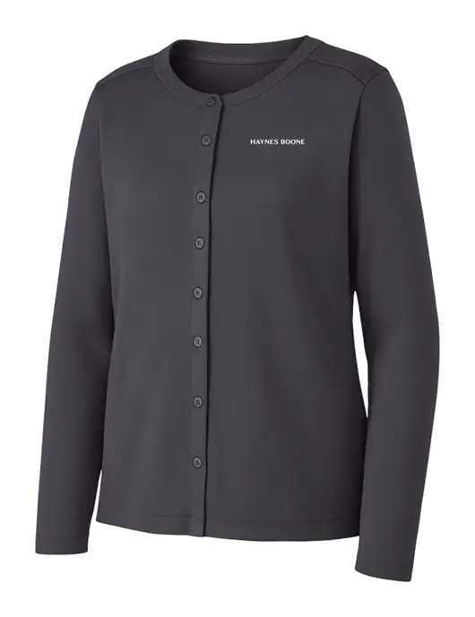 Grey Smoke Womens Concept Stretch Button-Front Cardigan Sweater w/Haynes & Boone Logo