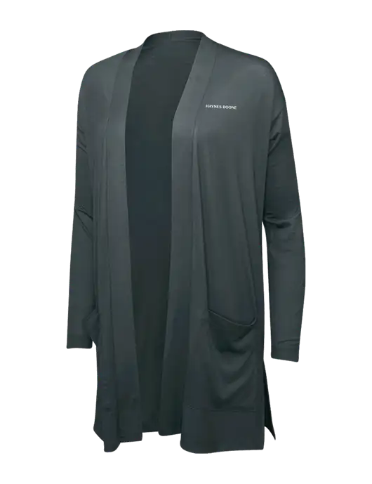 Smoke Grey Womens Concept Long Pocket Cardigan w/Haynes & Boone Logo
