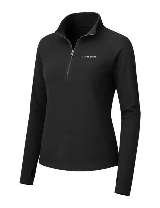 Womens Black Microfleece 1/2 Zip Pullover w/Haynes & Boone Logo