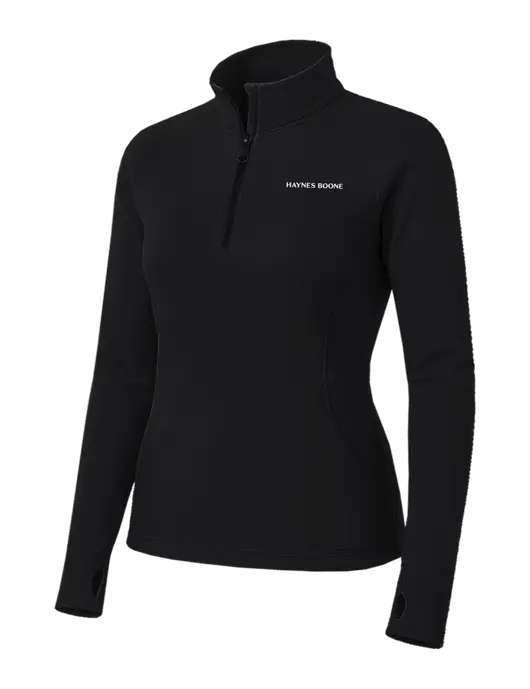 Womens Black Sport Wick Stretch 1/4 Zip Pullover w/Haynes & Boone Logo