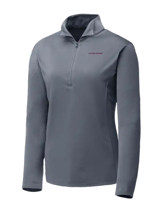Medium Grey Womens Posicharge Competitor ¼ Zip Pullover w/Haynes & Boone Logo
