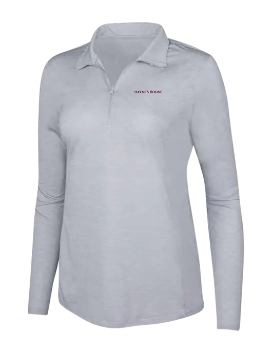 Light Grey Heather Womens Posicharge Tri-Blend Wicking 1/4 Zip Pullover w/Haynes & Boone Logo