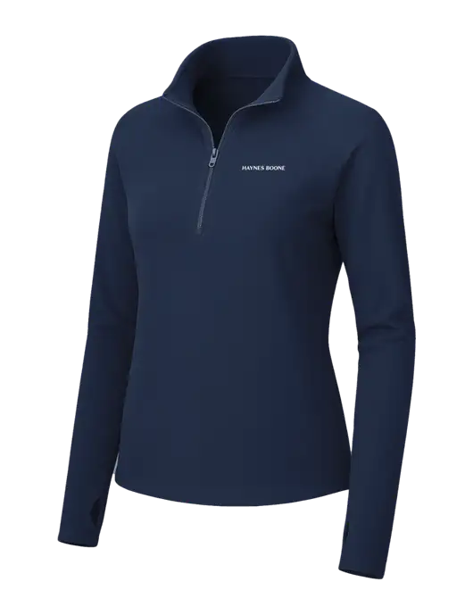 Womens Navy Microfleece 1/2 Zip Pullover w/Haynes & Boone Logo