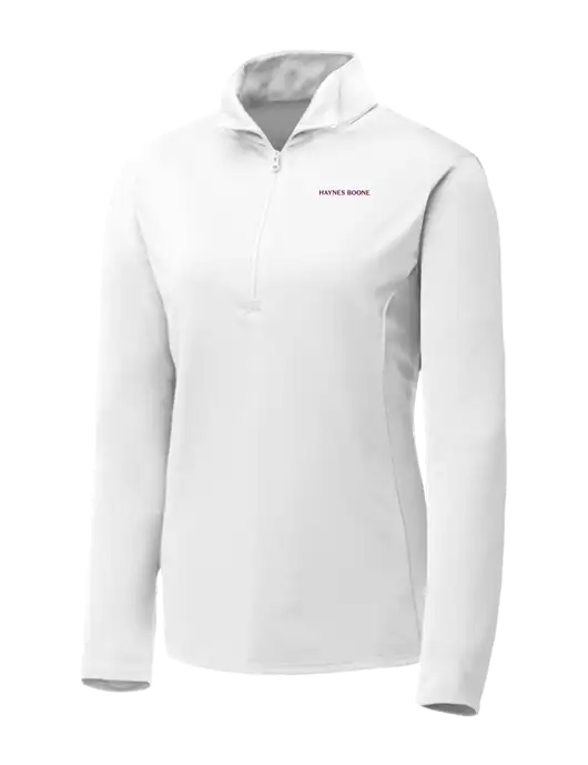 White Womens Posicharge Competitor ¼ Zip Pullover w/Haynes & Boone Logo