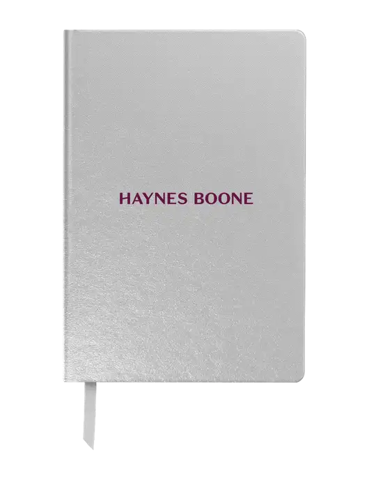 Achieve Silver Hardcover Journal, 5.5 x 8.37 w/Haynes & Boone Logo