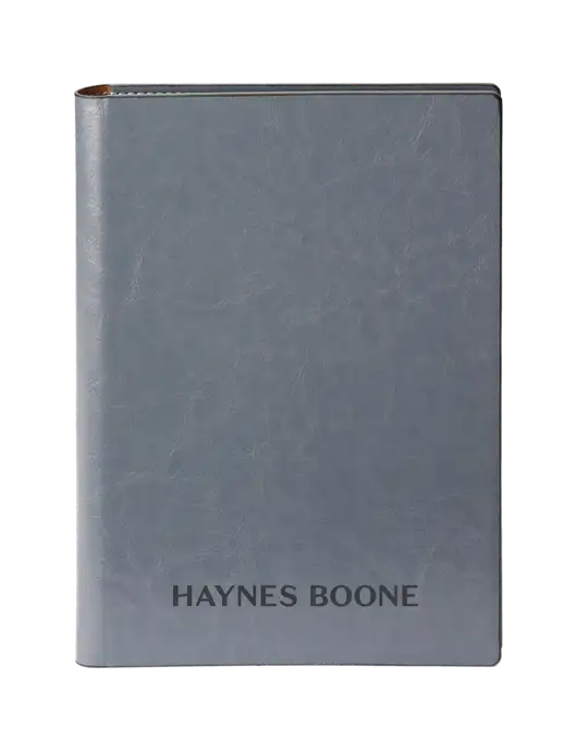 Fabrizio Grey 7 x 9.625 Padfolio & Notepad w/Haynes & Boone Logo