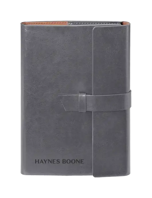 Fabrizio Grey 6.875 x 9.56 Portfolio w/Haynes & Boone Logo