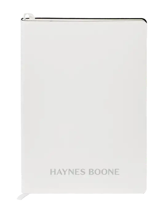 Fabrizio White Soft Cover 5.75 x 8.125 Journal w/Haynes & Boone Logo