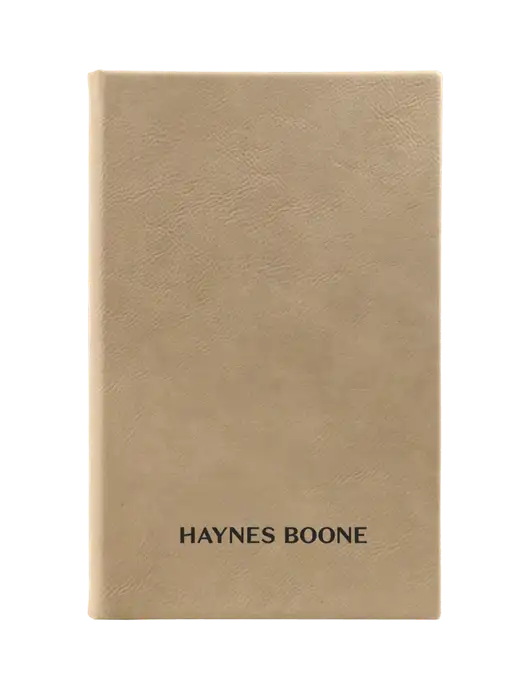 Tan Leatherette 5.25 x 8.25 Journal w/Haynes & Boone Logo