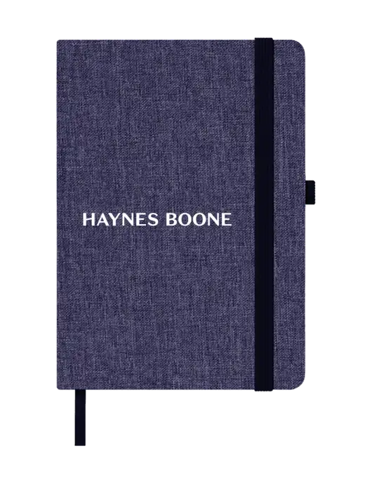 Twill Navy Heathered 5 x 7 Journal w/Haynes & Boone Logo