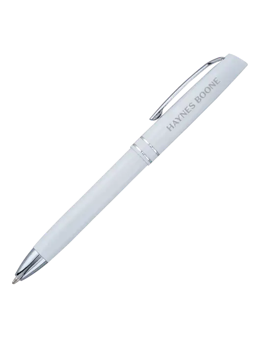White Anguilla Black Ink Pen w/Haynes & Boone Logo