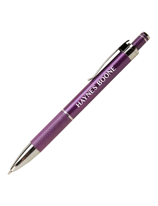 Diamond Etched Purple Pen - Black Ink w/Haynes & Boone Logo