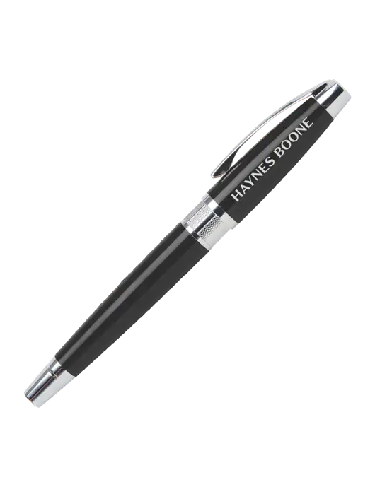 Masscotti Black Rollerball Pen - Black Ink w/Haynes & Boone Logo