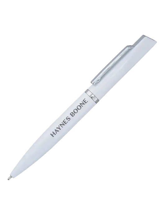 Santos White Pen - Black Ink w/Haynes & Boone Logo
