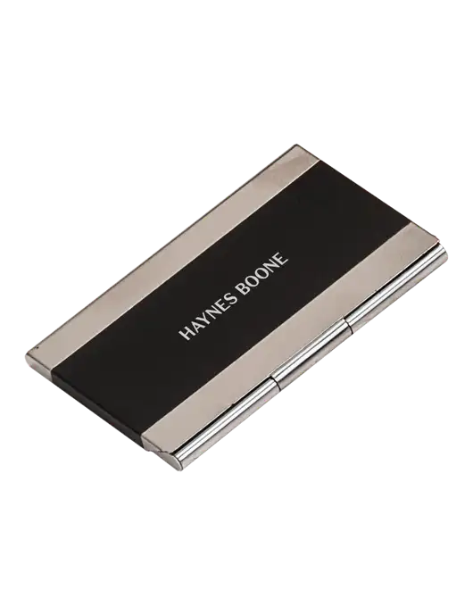 Black 3.75 x 2.5 Business Card Holder w/Haynes & Boone Logo