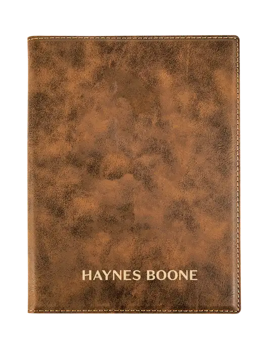 Rustic Leatherette 7 x 9 Portfolio with Notepad w/Haynes & Boone Logo
