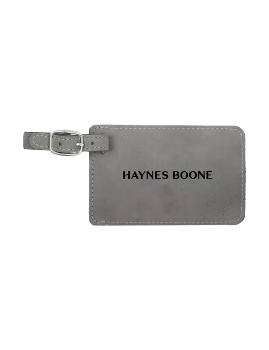 Grey Leatherette Luggage Tag w/Haynes & Boone Logo
