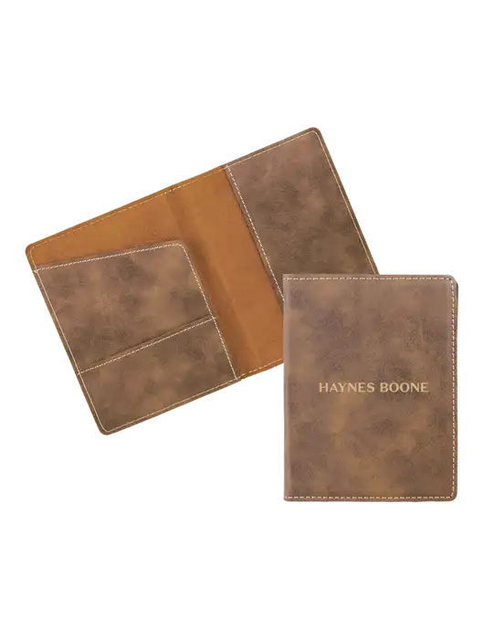 Rustic Leatherette Passport Holder w/Haynes & Boone Logo