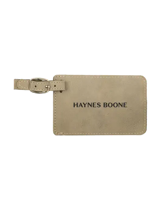 Tan Leatherette Luggage Tag w/Haynes & Boone Logo