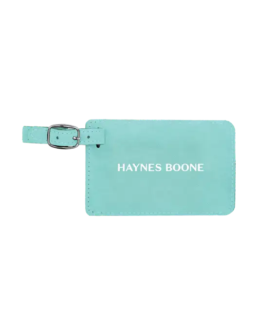 Seafoam Leatherette Luggage Tag w/Haynes & Boone Logo