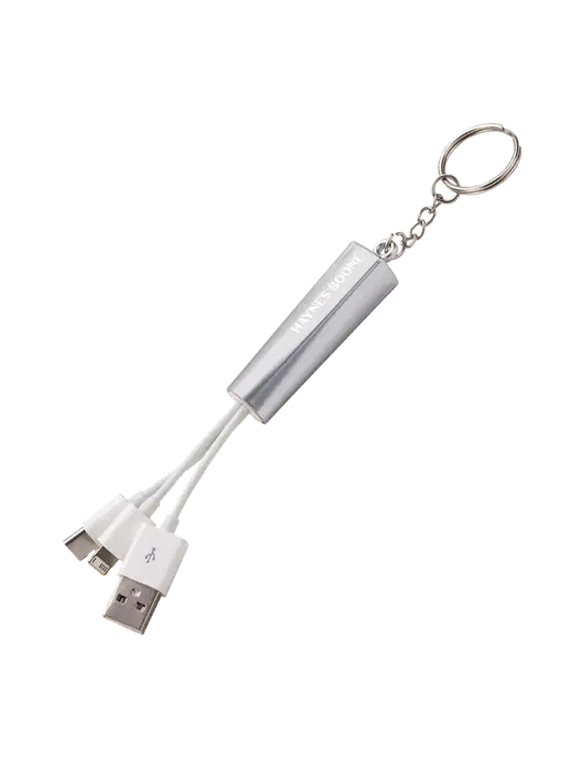 Silver Light-Up Charging Cable with Key Ring w/Haynes & Boone Logo