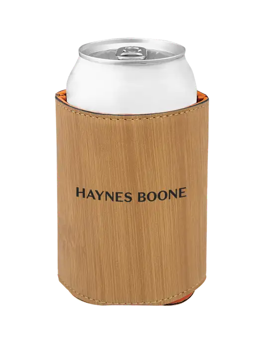Bamboo Leatherette Beverage Holder w/Haynes & Boone Logo
