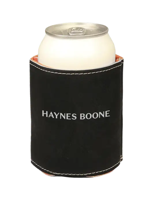 Black Leatherette Beverage Holder w/Haynes & Boone Logo