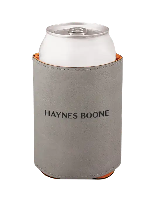 Grey Leatherette Beverage Holder w/Haynes & Boone Logo