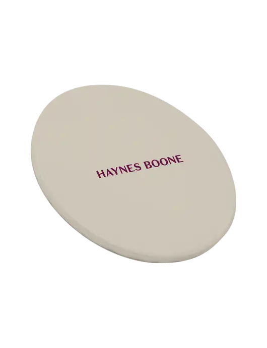 Round Sandstone Coaster w/Haynes & Boone Logo