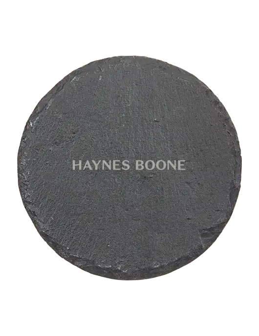 Round Slate Coaster w/Haynes & Boone Logo