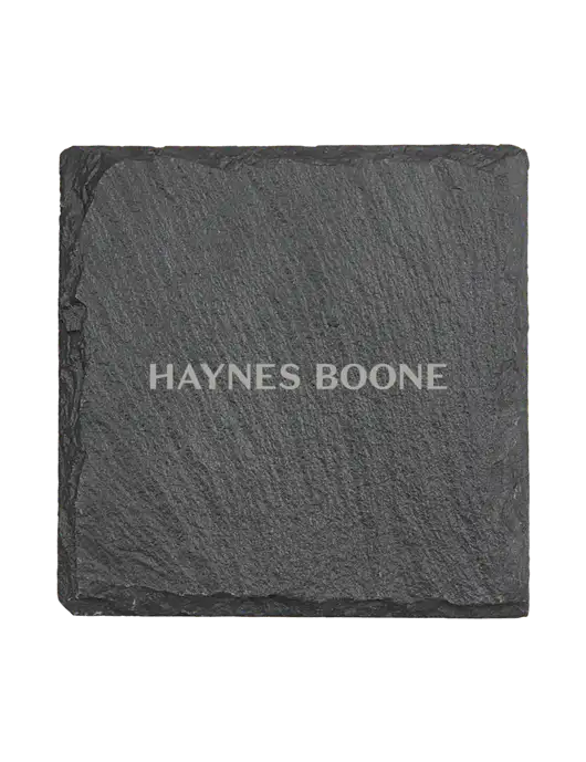 Square Slate Coaster, 4 x 4 w/Haynes & Boone Logo