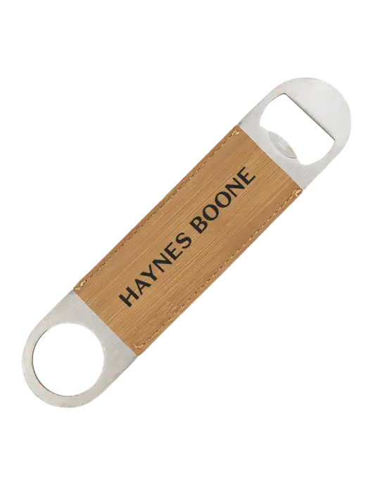 Bamboo Leatherette Bottle Opener w/Haynes & Boone Logo