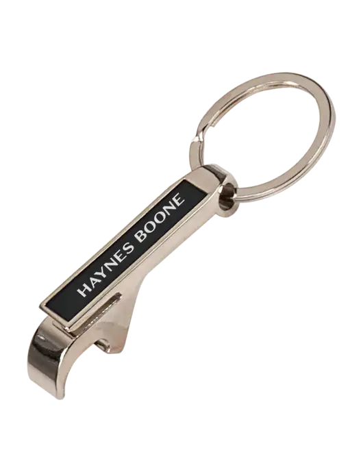 Black Bottle Opener Keychain w/Haynes & Boone Logo